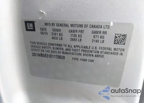 2014 Chevrolet Impala Limited Lt from USA, damaged, VIN 2G1WB5E31E1170828